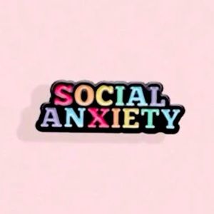 Multi Colored SOCIAL ANXIETY Lapel Pin, Black Backing - Brand New! 🩷🧡💛💚🩵💜